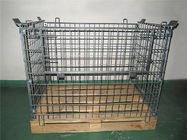 Galvanized Metal Mesh Containers Foldable Steel Mesh Cage With Wood Pallet