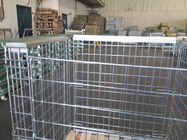 Galvanized Metal Mesh Containers Foldable Steel Mesh Cage With Wood Pallet
