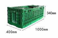 Green Folding Ventilated Plastic Storage Crate With Lid , Plastic File Crate