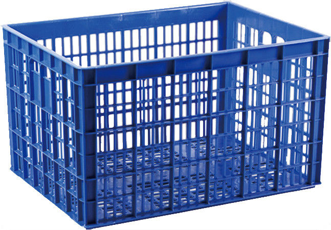 Solid HDPE Plastic Storage Crate Supermarket Ventilated Mesh Type