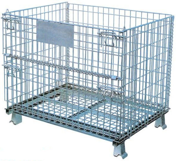 Foldable  Logistics  Wire Mesh Storage Containers With 1/2 Front Drop Gate