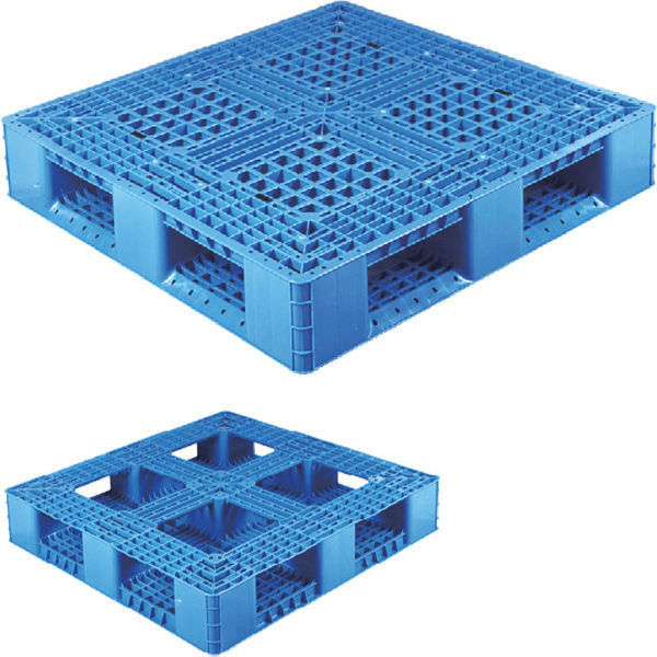 Durable Industrial Plastic Pallet Grid Surface Cross Bottom 1100*1100mm