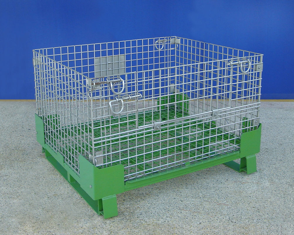 4 Layers Stackable Warehouse Wire Container Steel Mesh Cage CE Certificated