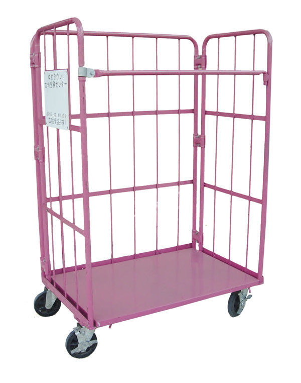 Metallic Folding Roll Cage Trolley Bright Electro Zinc Plated Finish