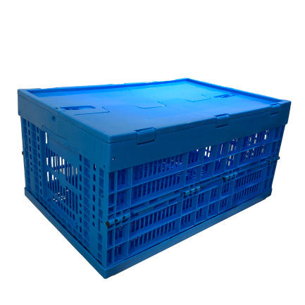 Blue Ventilated Plastic Storage Crate Box Folding Environmental Friendly