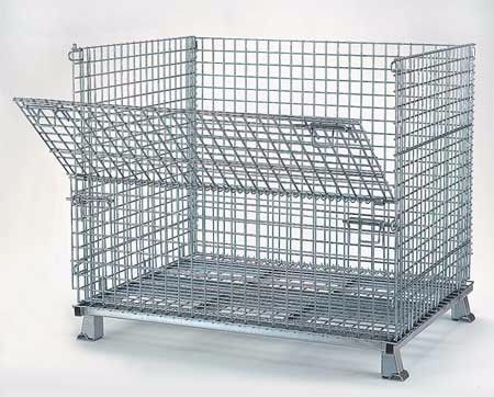 Foldable Wire Mesh Storage Cages Stackable Basket Container 800kg Load Capacity